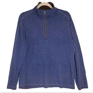 Robert Graham Men’s  Cotton Blend 1/4 Zip Heathered Blue Pullover Sweater